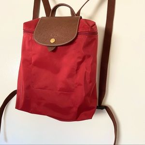 Longchamp Le Pliage Red Nylon Mini Backpack - Foldable